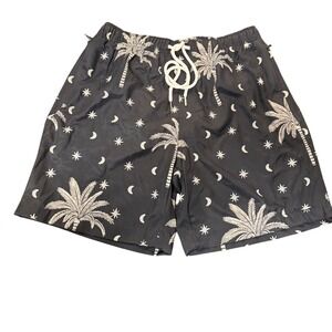 Cove Australia Mens Swim Trunks Large Palm Tree Moon Star Celestial Zip Pockets